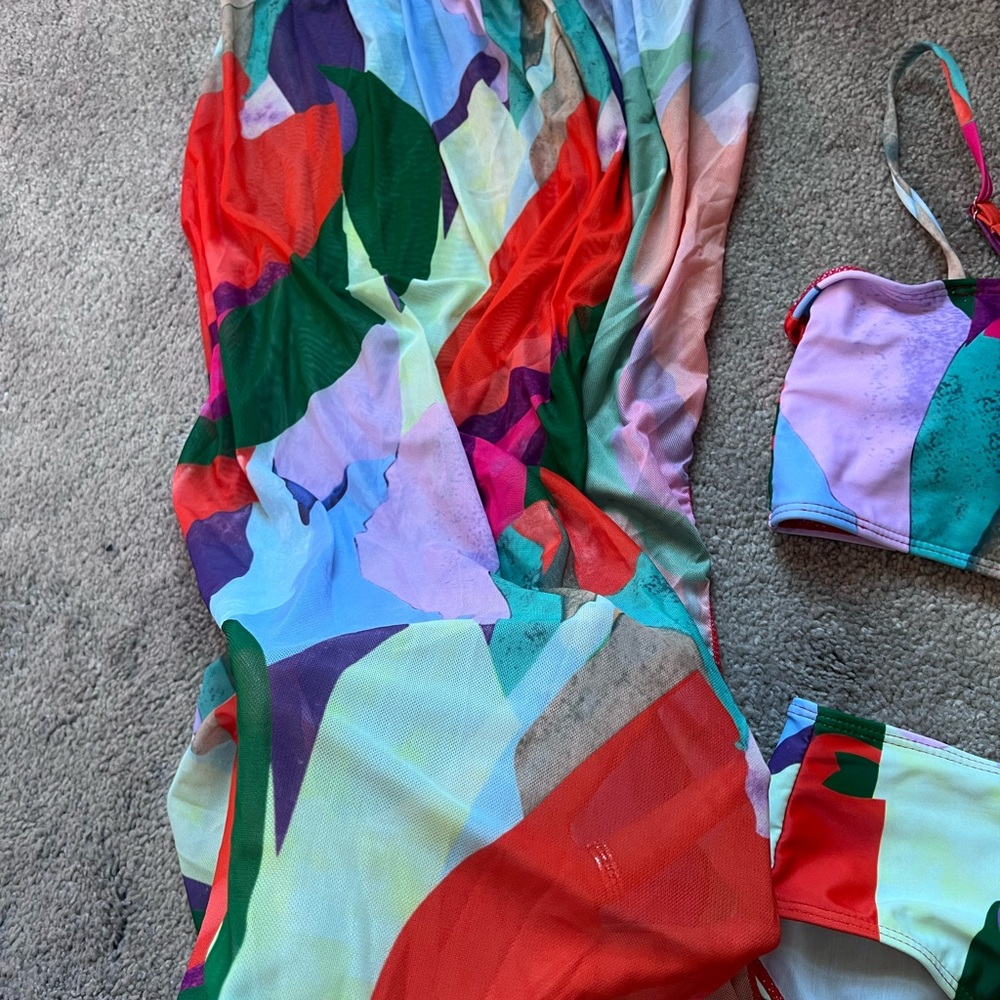 Colorful Abstract Print Bikini 3 pc Set - Picture 6 of 6